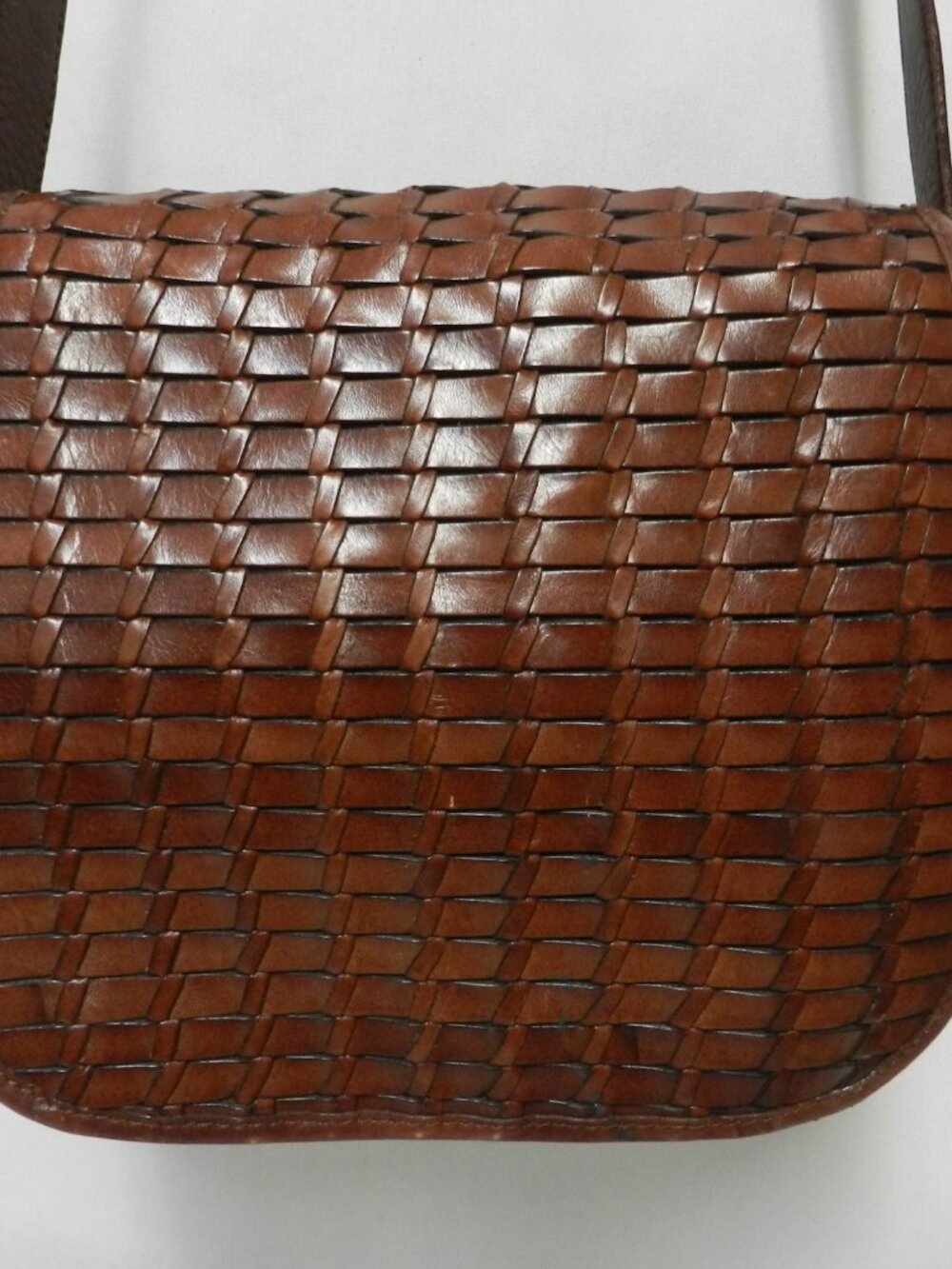Fossil Vintage Woven Leather shoulder bag purse basket weave brown adjustable - Picture 6 of 15